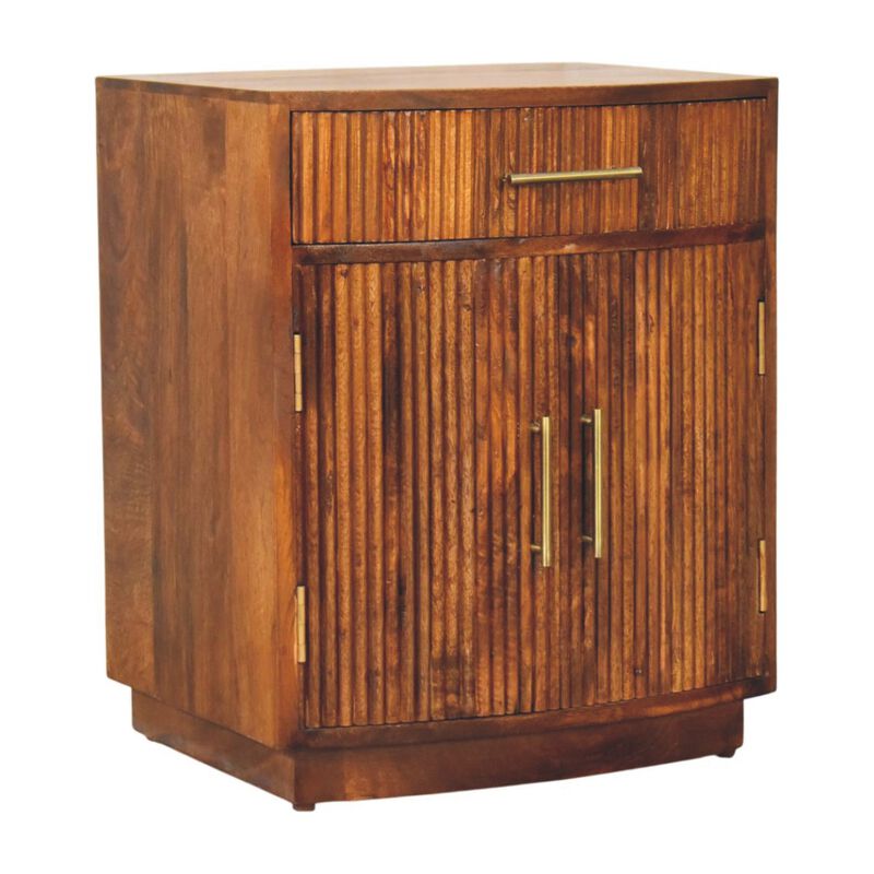 Artisan Furniture Solid Wood Milan Fluted Bedside Cabinet, Brown image number 2