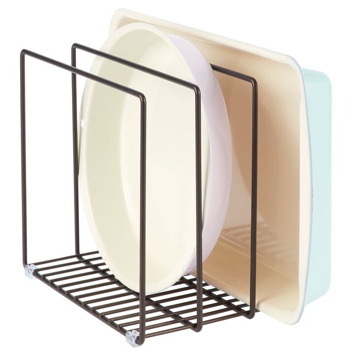 mDesign Steel Storage Tray Organizer Rack for Kitchen Cabinet - Graphite Gray