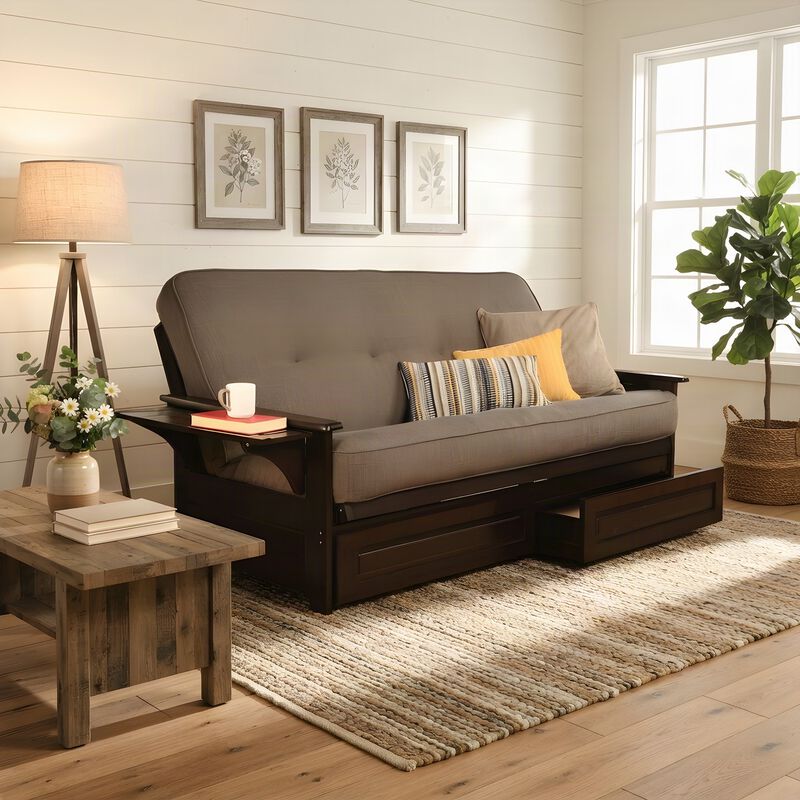 Phoenix Frame-Espresso Finish-Linen Cocoa Mattress-Storage Drawers image number 5