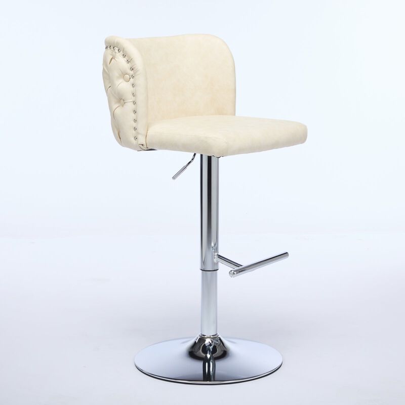 Clihome Swivel Barstools Set of 2,Adjusatble Seat Height,Modern PU Upholstered Bar Stools with the whole Back Tufted, for Home Pub and Kitchen Island image number 0