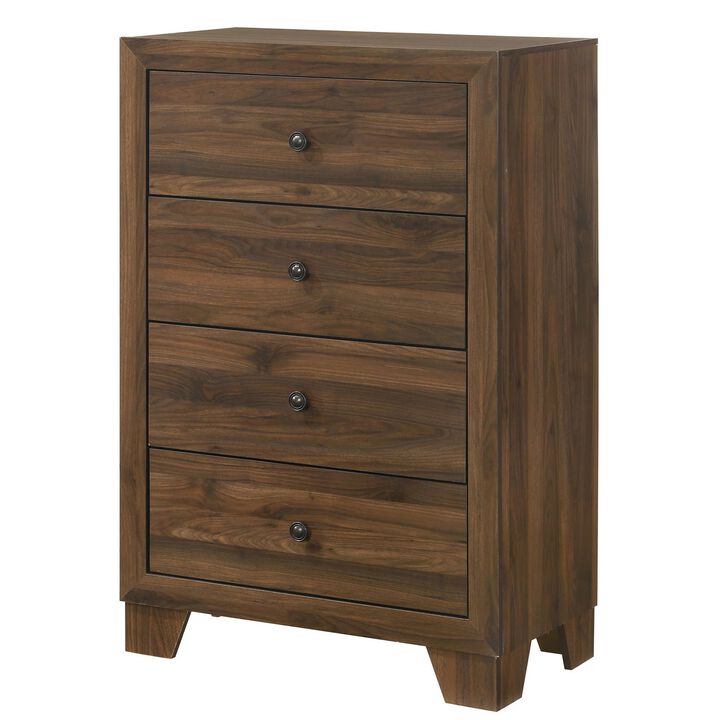 Shan 45 Inch Tall Dresser Chest, 4 Drawers, Cherry Brown Wood Finish