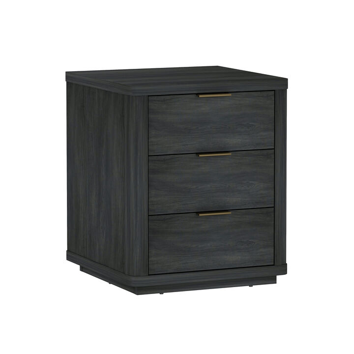 Evelyn Narrow 3-Drawer Nightstands in Dark Gray (Set of 2)