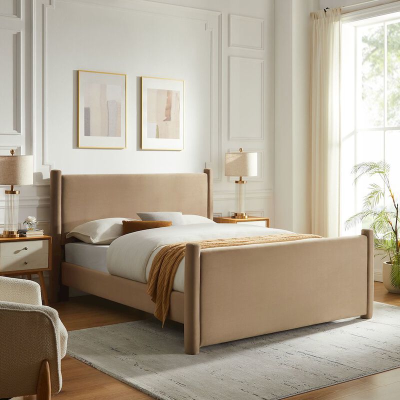 Rael Performance Velvet Full Platform Bed image number 7