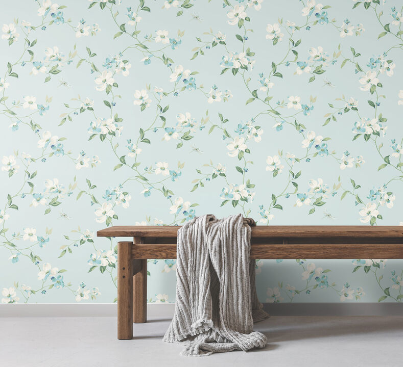 Dogwood Light Blue Wallpaper (Set of 2)