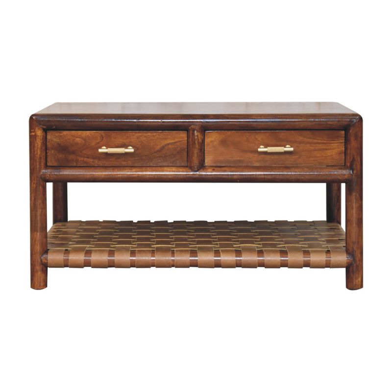 Artisan Furniture Solid Wood Regency Woven Console Table with 2 drawers