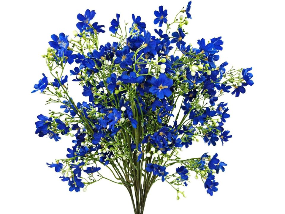 10 Piece Blue Artificial Flowers Long Stem Outdoor Vase Filler