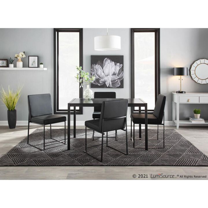 LumiSource Black Steel, Black PU High Back Fuji Dining Chair - Set of 2