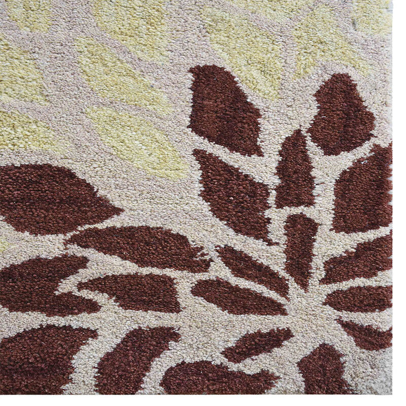 RUGSOTIC CARPETS HAND TUFTED WOOL ECO-FRIENDLY AREA RUGS  - 5'x8', Rectangle Shape, Cream, Floral Modern Design, High Pile Thick Handmade Anti Skid Area Rugs for Living Room, Bed Room (K03059)