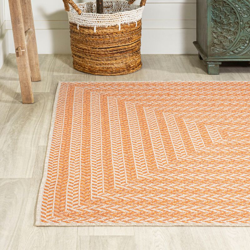 Chevron Modern Concentric Squares Indoor/Outdoor Area Rug