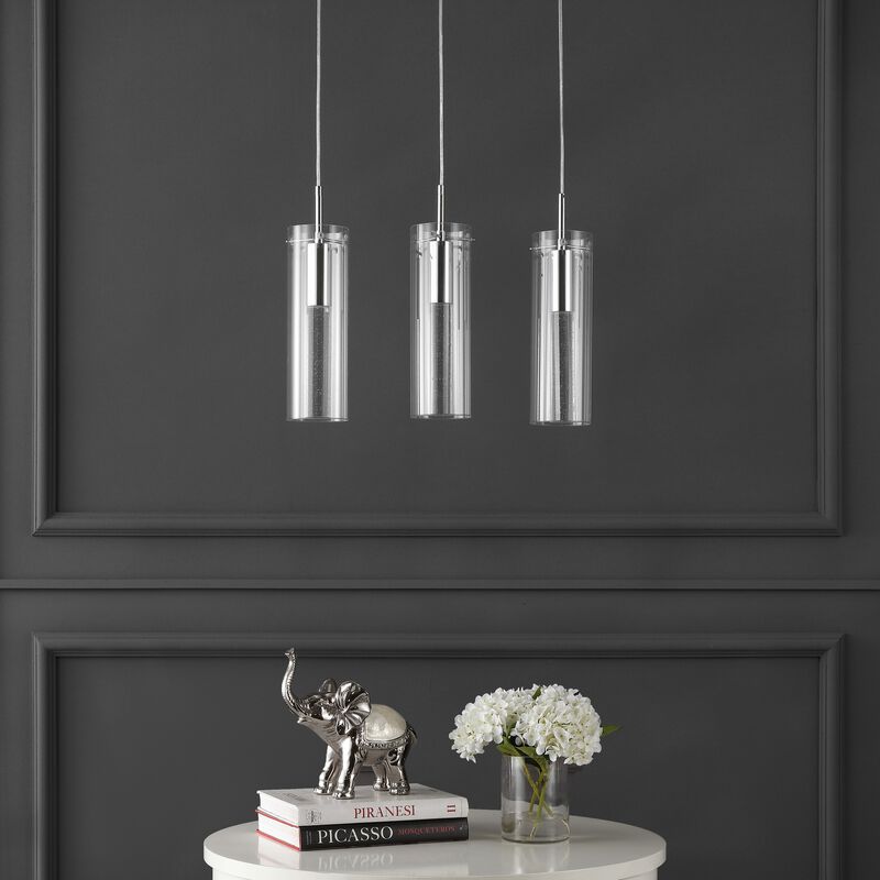 Mium 21.63" 3-Light Modern Style Iron/Crystal/Glass Integrated LED Linear Pendant