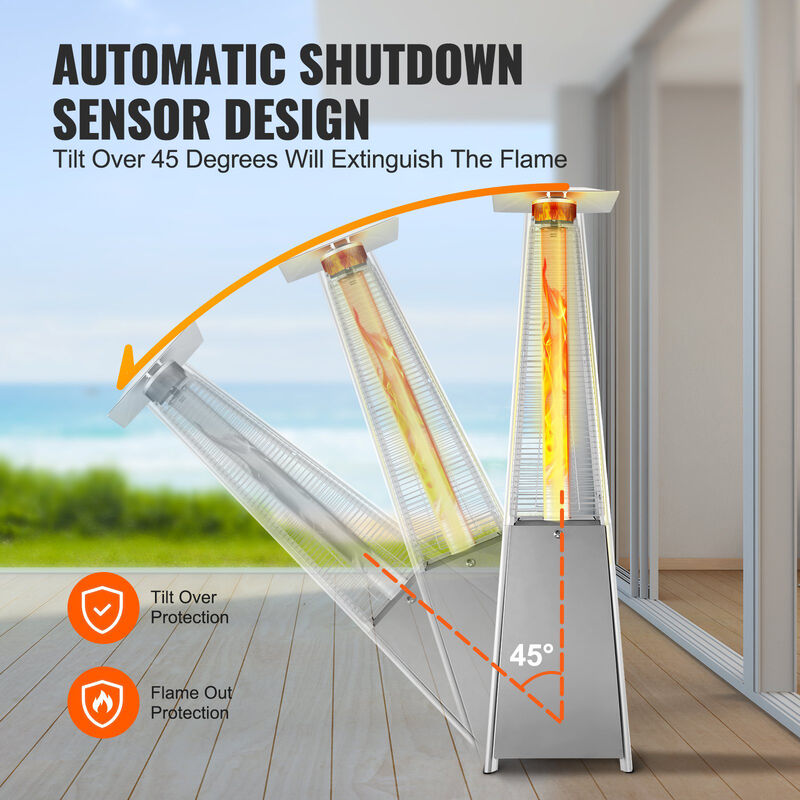 Tall Pyramid Propane Heater &ndash; Outdoor Gas Heater with Wheels for Patio, Terrace, and Garden