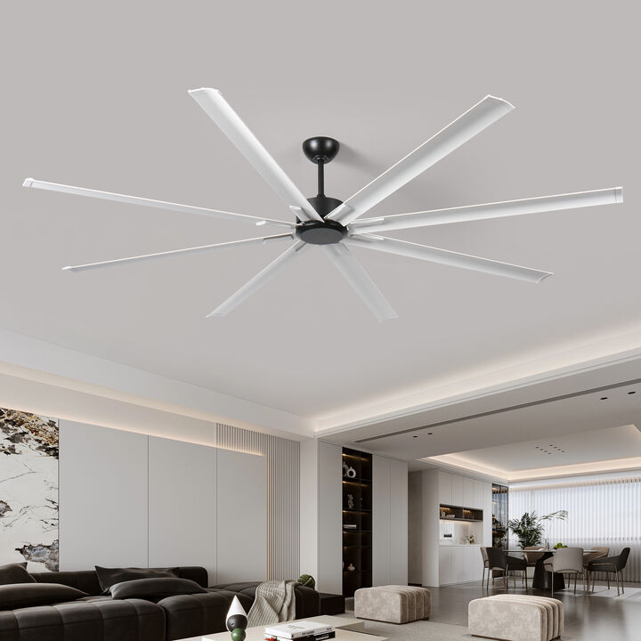 ELEMENT ACE 96 Inch Large Ceiling Fan with Light and Remote Control, 6-Speed Noiseless Reversible DC Motor, 8 Durable Double-Layer Blades for Home and Commercial Spaces