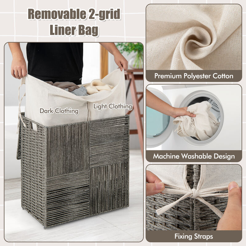 29 Gallons Laundry Hamper with Convenient Handles and Removable Liner Bag-Grey
