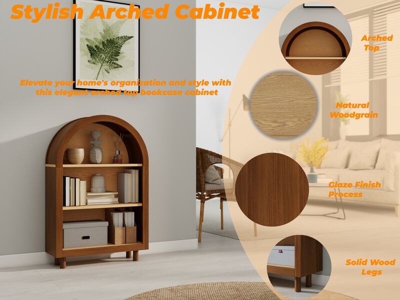 Lusog Arched Small Bookcase Storage Cabinet image number 4