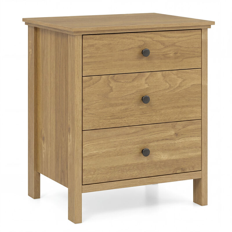 Modern 3-Drawer Wooden Nightstand Bedside Table for Bedroom Storage image number 0