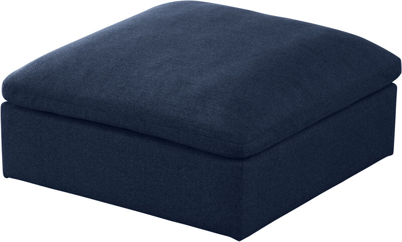 Meridian Furniture Serene Navy Linen Textured Fabric Deluxe Comfort Modular Ottoman