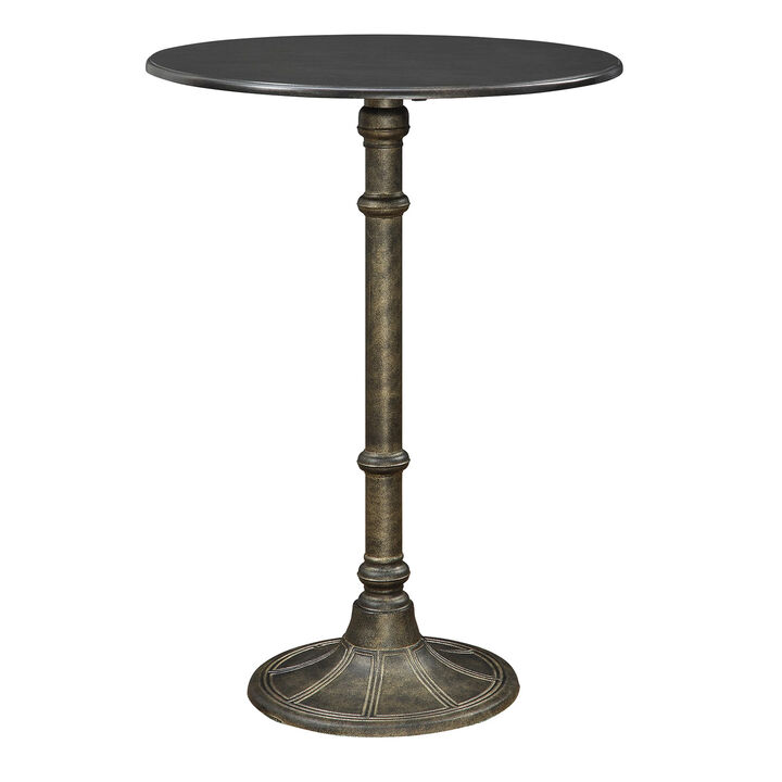 Round Industrial Metal Counter Height Table, Black-Benzara