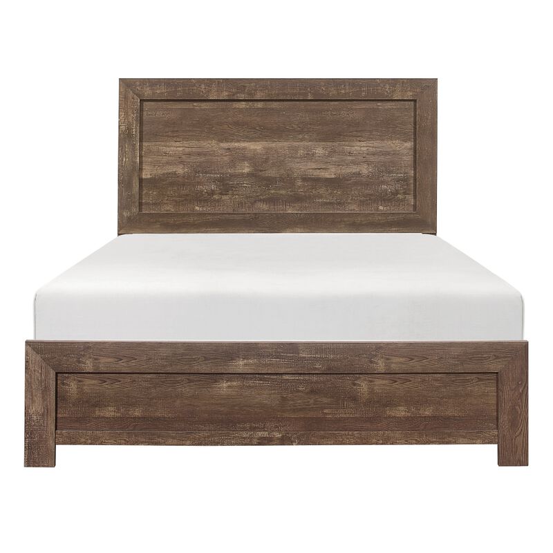 Queen Size Bedroom Set, Brown Finish, Panel Design, 3-Piece Set with Bed and Two Nightstands image number 2