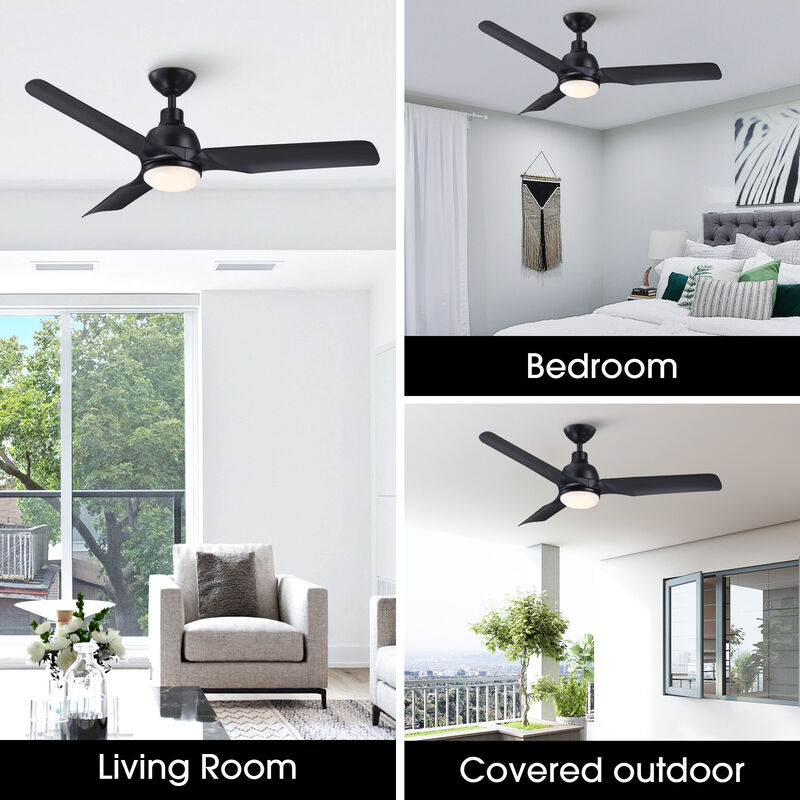 52 in. Black Reversible 6-Speed Ceiling Fan with Light and Remote