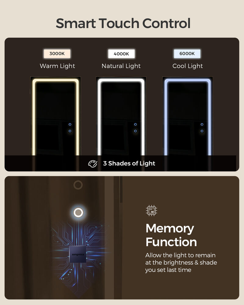LED Mirror Jewelry Cabinet with Stand for Elegant and Functional Storage image number 2