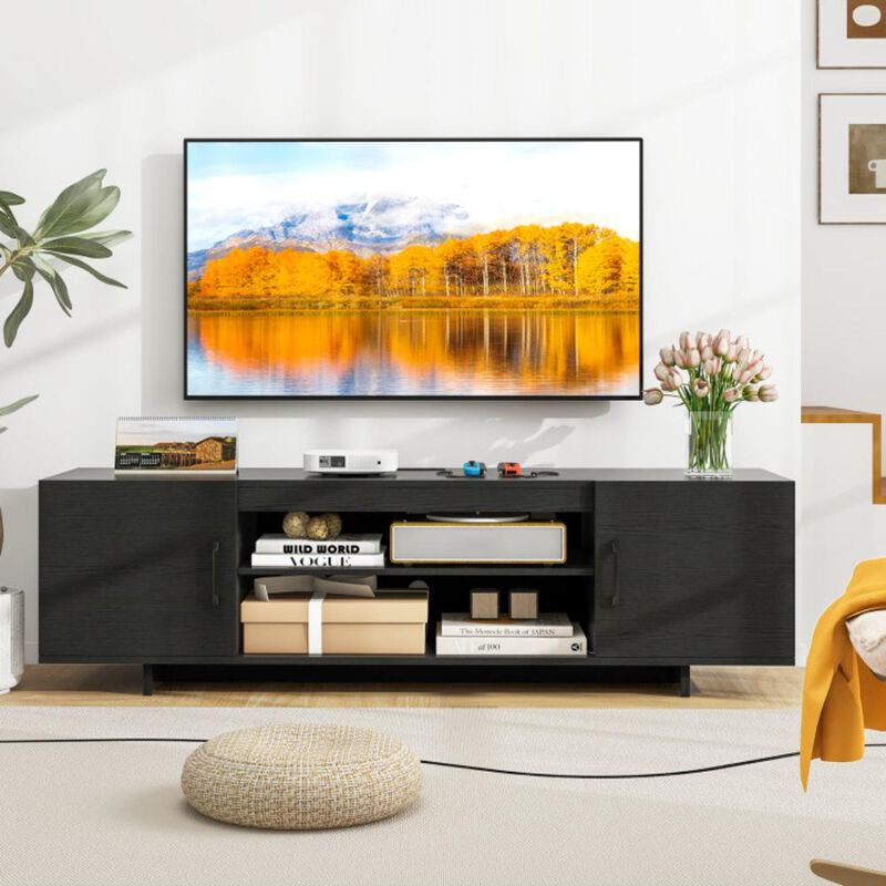 Hivvago TV Stand with Power Outlet and 2 Cable Holes for 65 Inch TVs-Rustic Brown