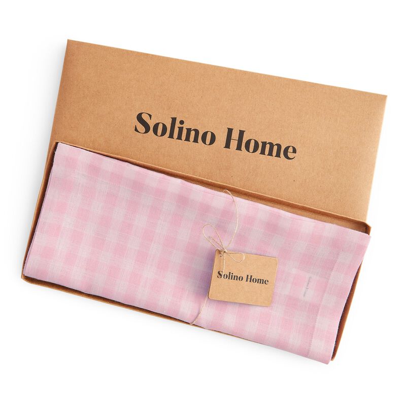 Solino Home Gingham Check 100% Linen Table Runner &ndash; Handcrafted, Machine Washable, Perfect for Holiday and Everyday Dining