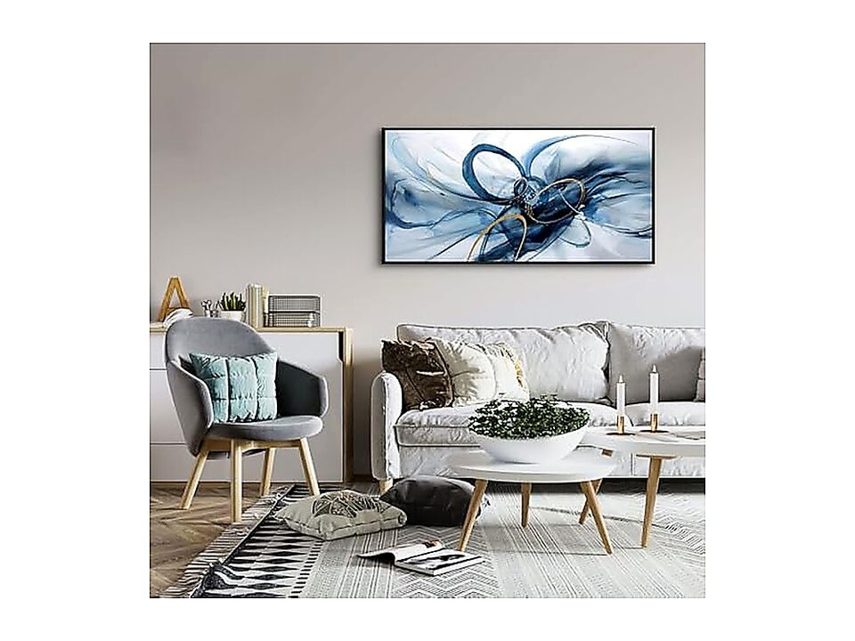 Frame Wall Art Modern Abstract Canvas Blue White Office Bedroom Decor
