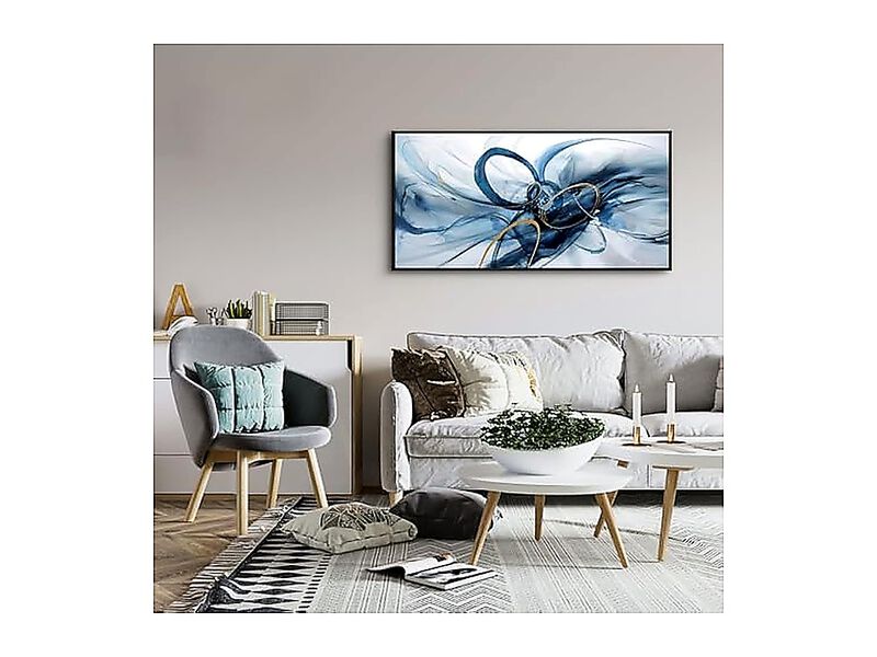 Frame Wall Art Modern Abstract Canvas Blue White Office Bedroom Decor image number 1