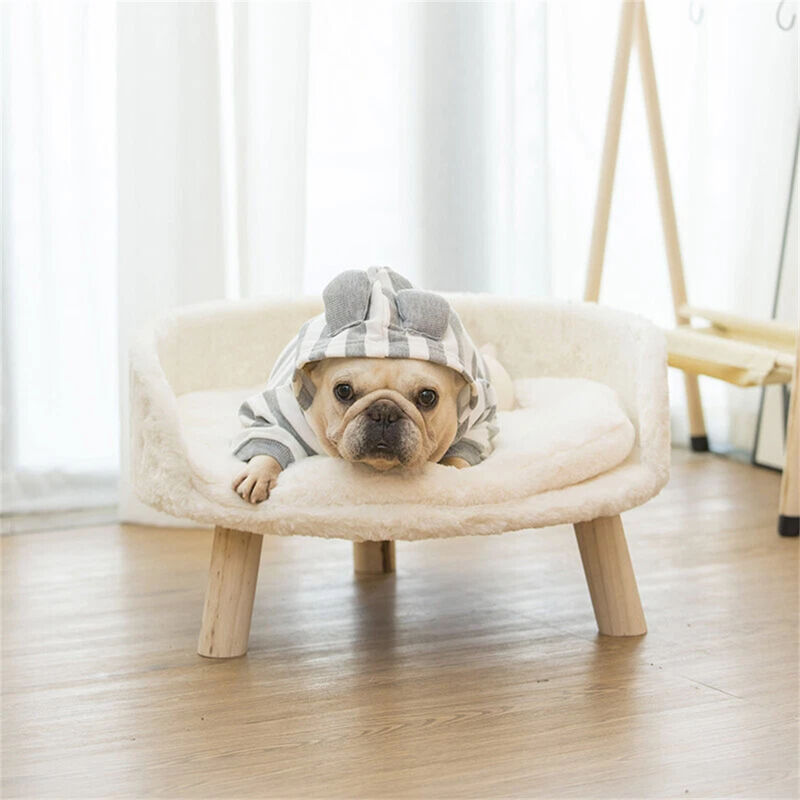 Pet Sofa Bed Raised Cat Chair Small Dog Couch Bed Removable Cushion Sleep House image number 1