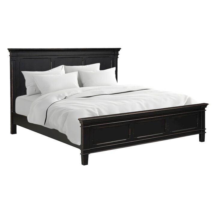 World Interiors Trento King Bed in Distressed Black