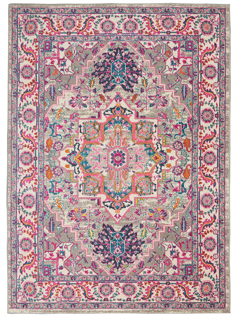 Passion PSN20 Light Gray/Pink 5' x Round Rug image number 0