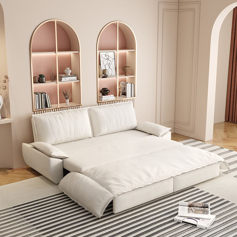 Whisen 3-in-1 Velvet Queen Sleeper Sofa Bed & Chaise Lounge & Loveseat Sofa, 2 Seats image number 8