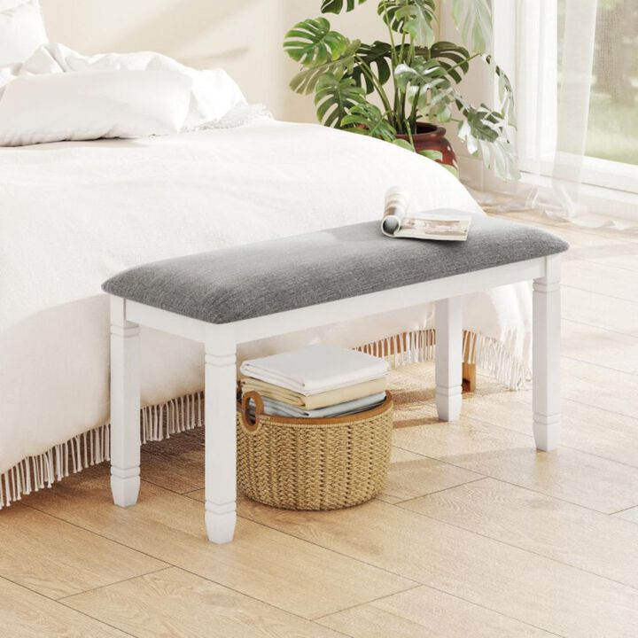 Hivvago Upholstered Bedroom Bench with Padded Seat and Solid Wood Legs