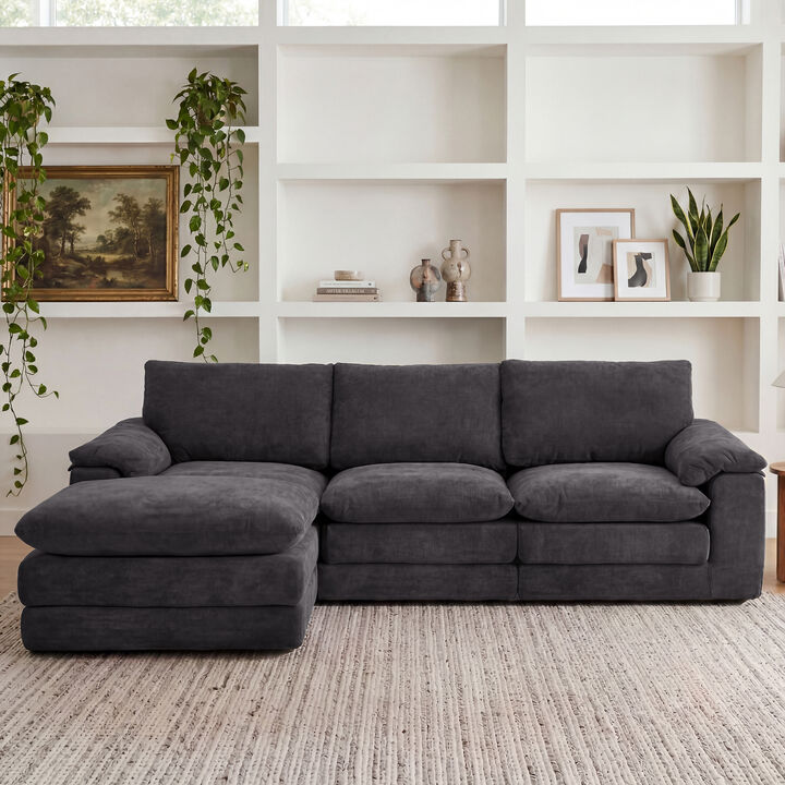 Wafhit L‑Shaped Chenille Sectional Sofa