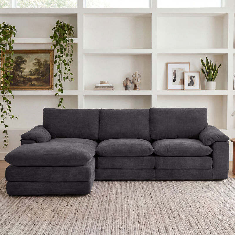 Wafhit L‑Shaped Chenille Sectional Sofa image number 1