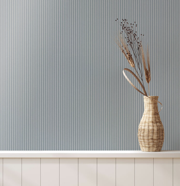 Ticking Blue Stripe Wallpaper (Set of 2)
