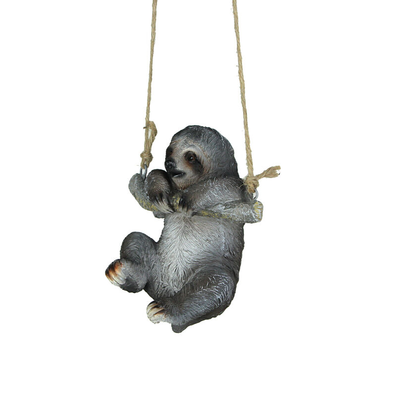 Hand-Painted Resin Sculpture Three-Toed Sloth Hanging Statue With Rope Hanger image number 1