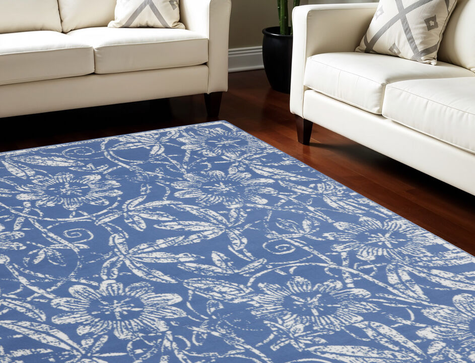 HomeRoots Floral Distressed Non Skid Area Rug