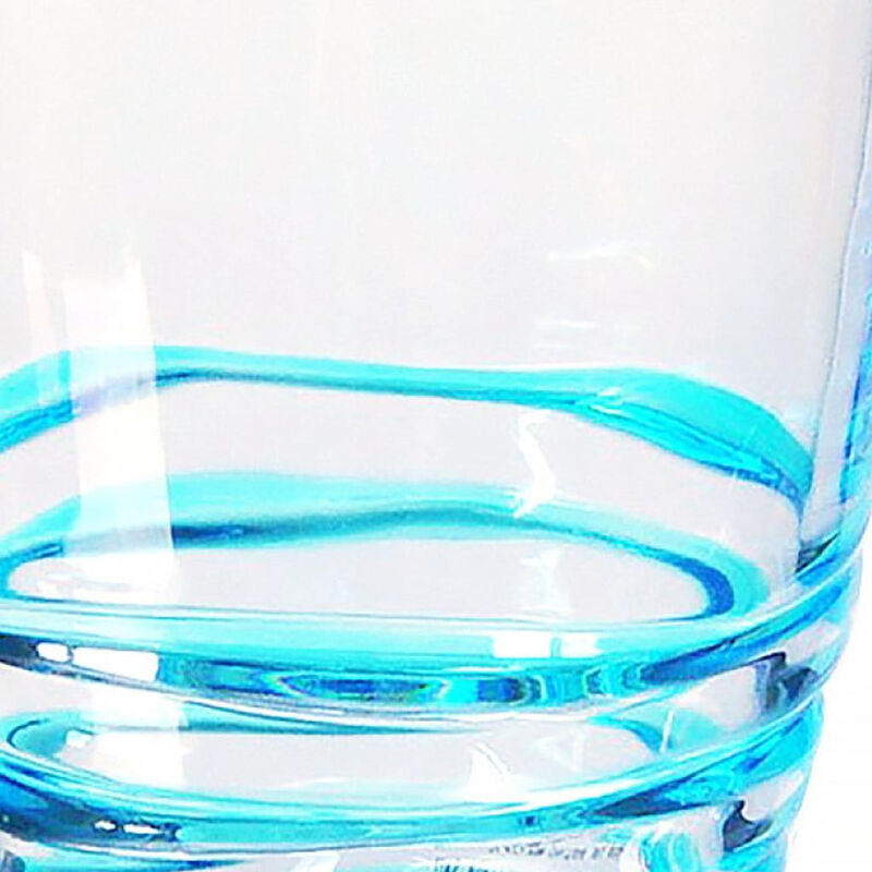 HomeRoots Set of Four Clear and Blue Acrylic Stemless Whiskey Glasses image number 3