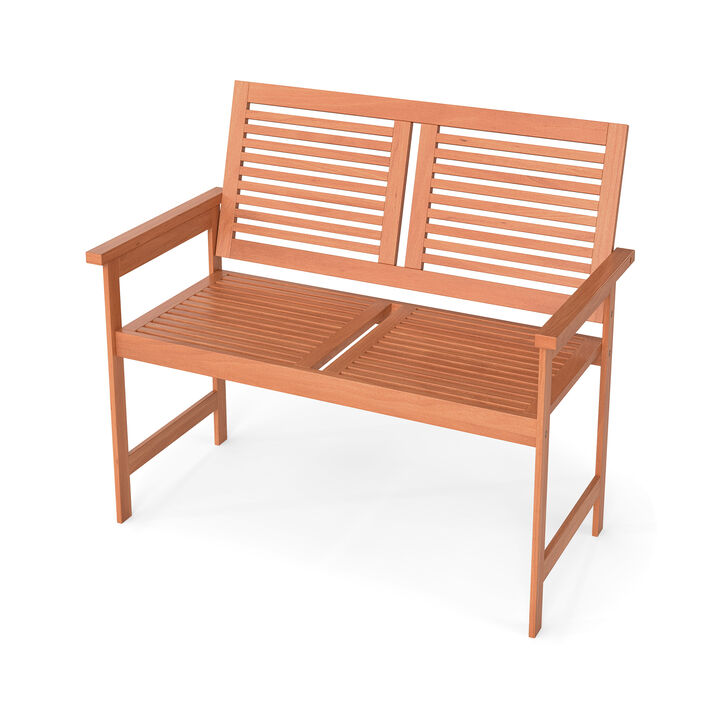 2-Seater Outdoor Bench – Slatted Wooden Design for Patio, Garden, or Deck