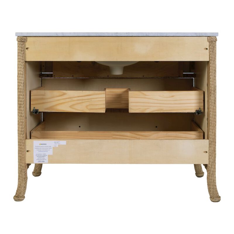 Butler Specialty McLean 42 in. W Marble Top and Rattan 2 Drawer Single Bathroom Vanity, image number 7