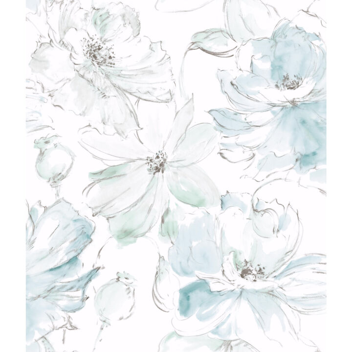 Floral Dreams Blue & Green Wallpaper