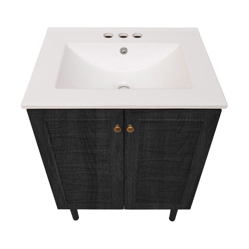 24" Freestanding Bathroom Vanity with 3-Hole Widespread Sink Top image number 2