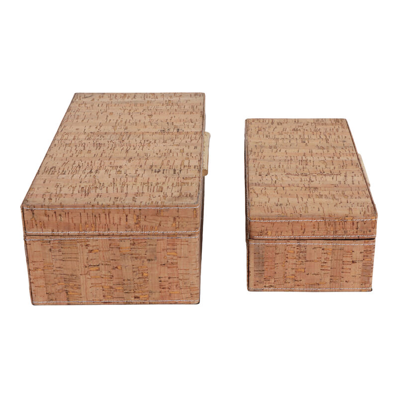 S/2 10/12" Cork Boxes W/ Hardware, Natural/gold image number 5