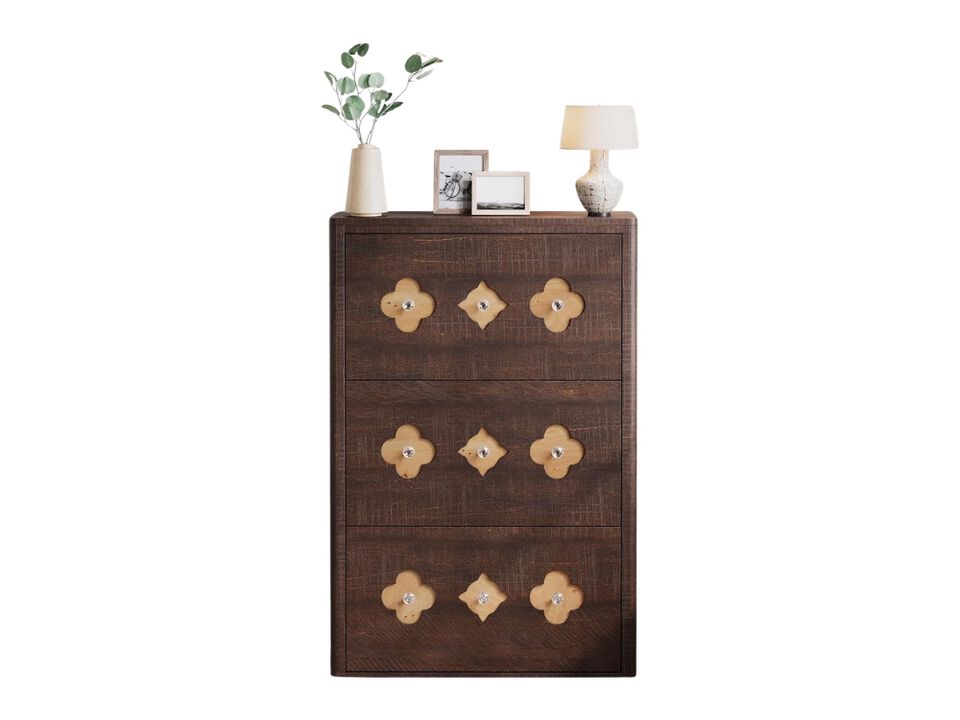 Slim Entryway Wood Shoe Storage Cabinet Flip Drawer Brown