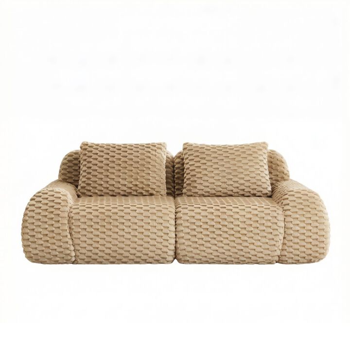 GOODSILO Modern Modular Sectional Sofa with Deep Seat, Flannelette Fabric, Curved Armrest, Anti-Slip Boneless Couch