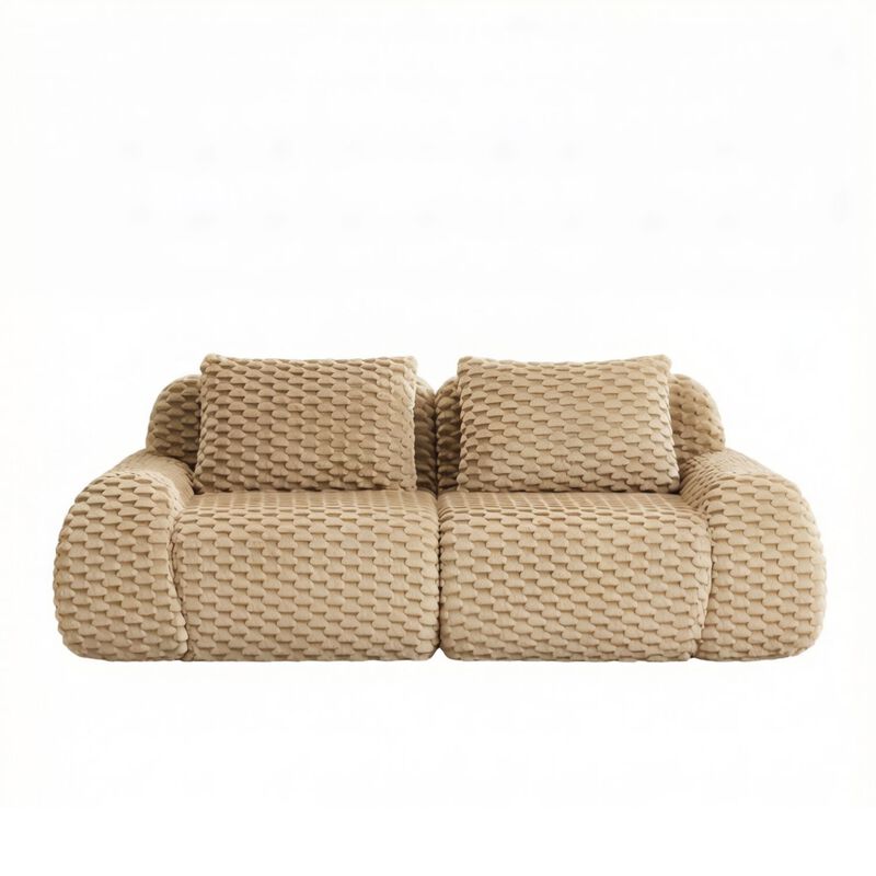 GOODSILO Modern Modular Sectional Sofa with Deep Seat, Flannelette Fabric, Curved Armrest, Anti-Slip Boneless Couch image number 0
