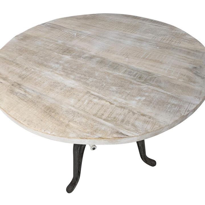 Carolina Living Bentley Adjustable Crank Table - Natural Driftwood Top - Aged Iron Base