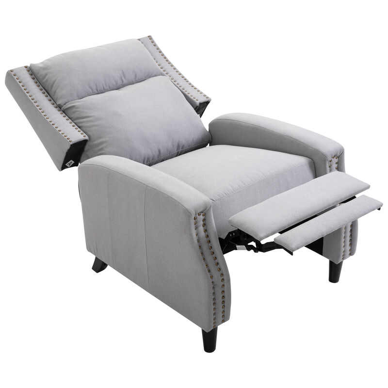 Modern Pushback Accent Chair with Nailhead Trim, Cushioned Seat and Footrest