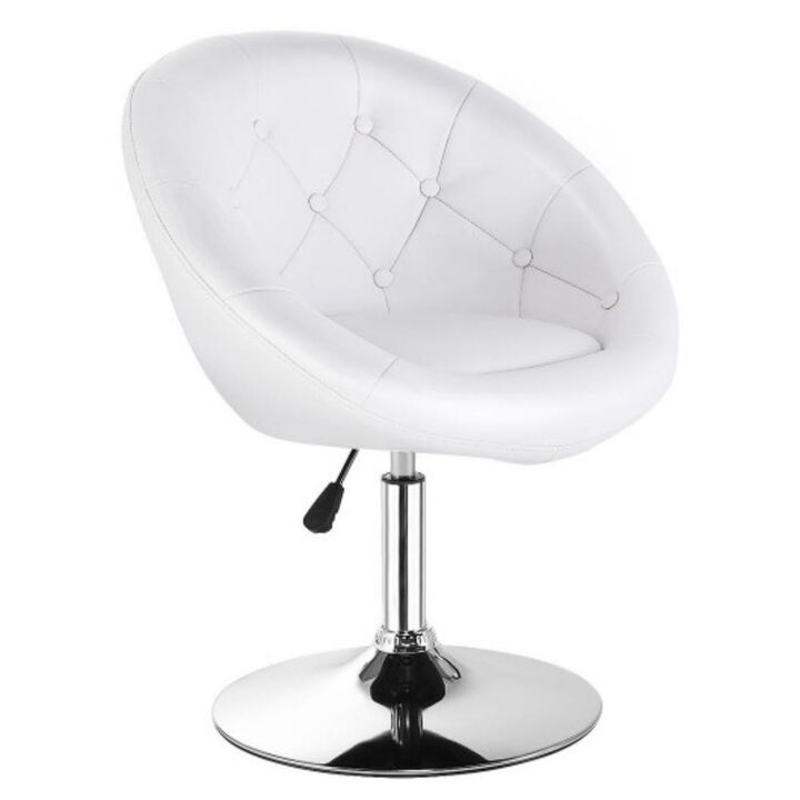 1 PC Modern Adjustable Swivel Round PU Leather Chair-White